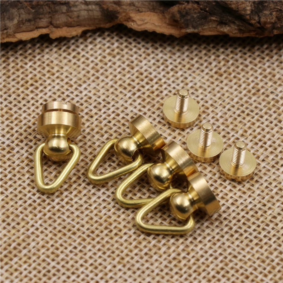 custom solid brass sam browne stud rivets button with D ring for leather crafts-71