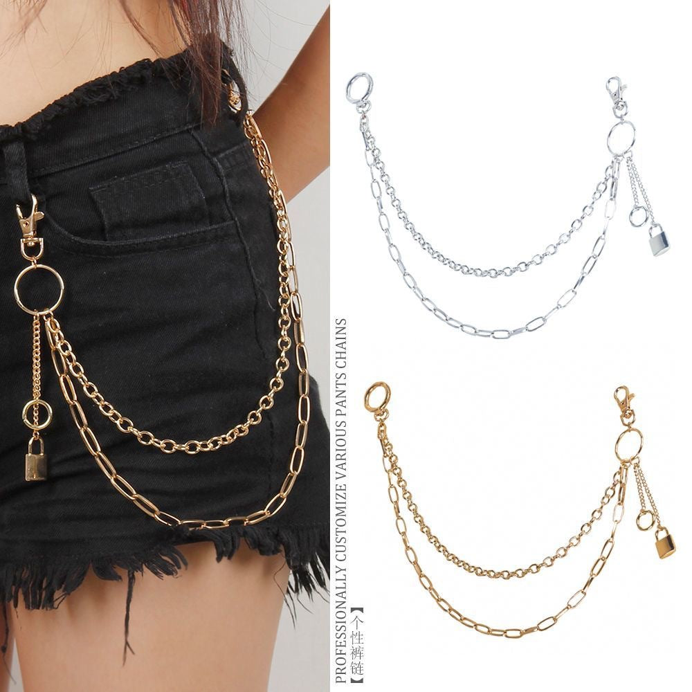 Hot Sale 3 Layers Waist Pants Belt Chain Punk Hip Hop Multilayer Chain Ring Heart Metal Star Student Youth Trousers Chain-76