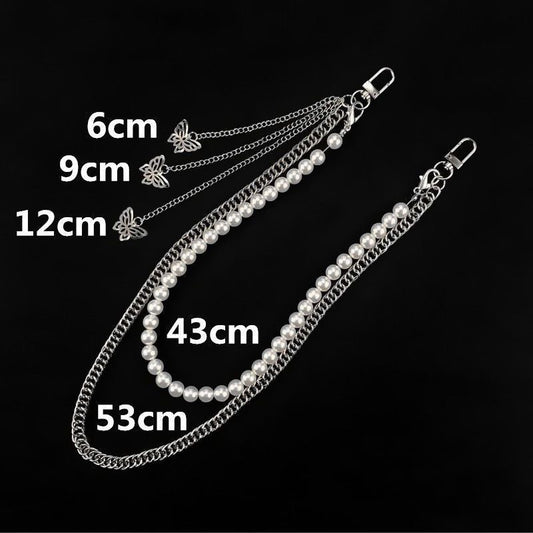 Craft Wolf Daily Wear Jewelry Double Chain Pearl Chain Spliced Cuban Chain necklace for men women-78