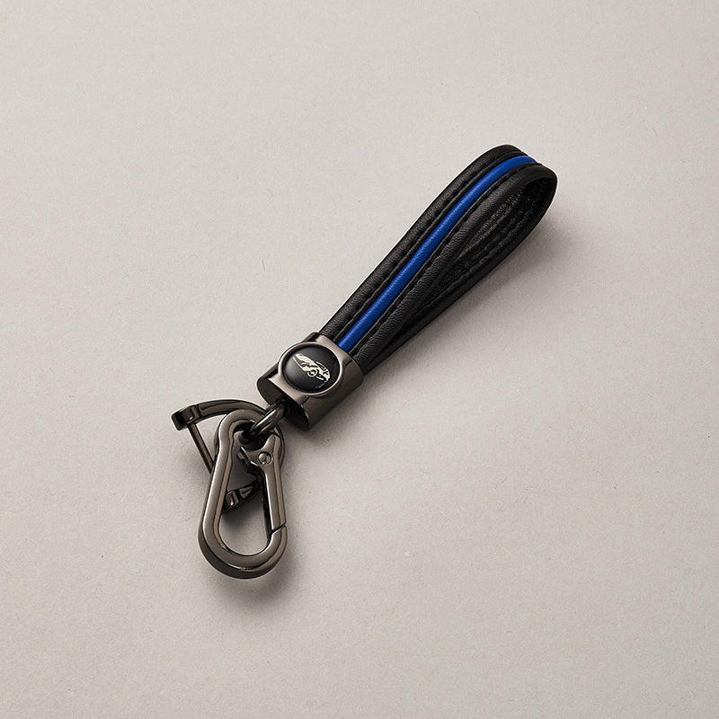 Luxury Genuine Leather Lanyard car keychain. Male and female leather Gunmetal Buckle key ring. Motorcycle keychain Gift-80