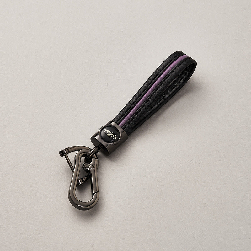 Luxury Genuine Leather Lanyard car keychain. Male and female leather Gunmetal Buckle key ring. Motorcycle keychain Gift-80