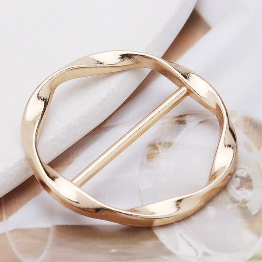 Hot Selling Simple Fashion Round Metal Silk Scarf Buckle Women Adjustment T-shirt with Knot Buckle-84