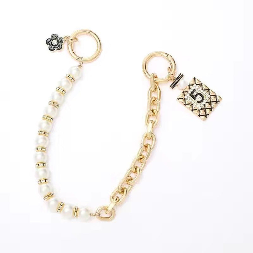 2024 Chain Link Fence Machine Gold Cuban Link Gold Chain Plush Key Waist Pearl Handle Bags Chains Factory Offer-84
