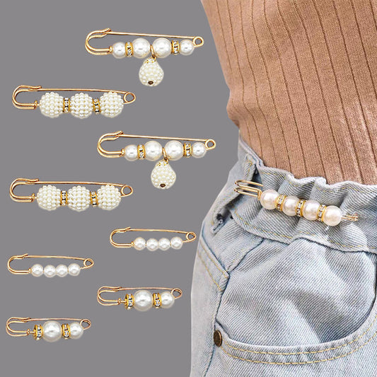 Fashion design luxury women jewelry gift silver Pearls safety brooch pin-90